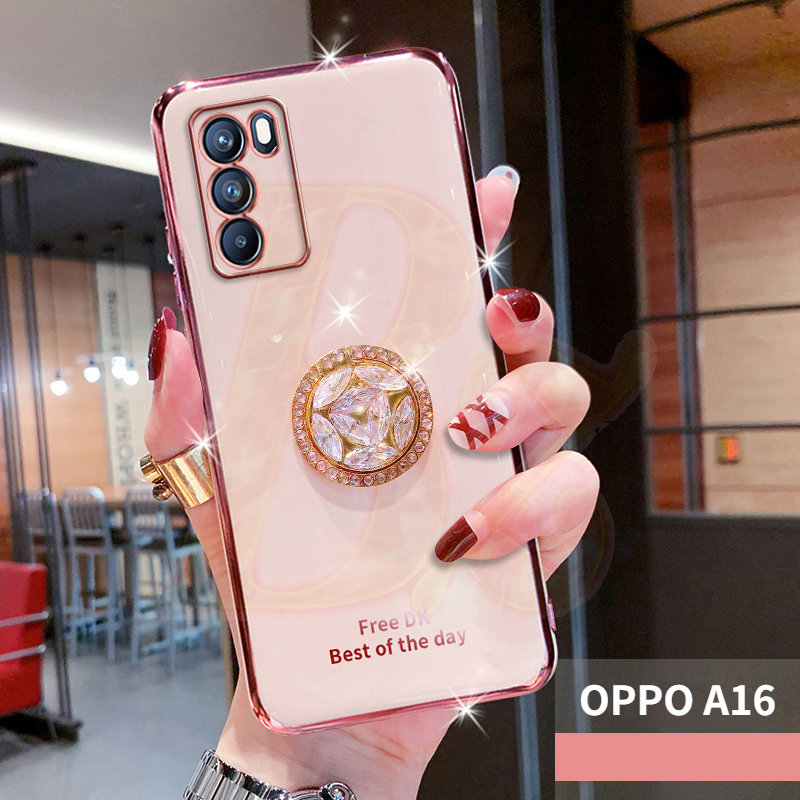 For OPPO A16 Electroplated Letters Phone Case For OPPO A16 2021 Phone Case Bling Crystal Holder Cover Soft TPU Back Cover