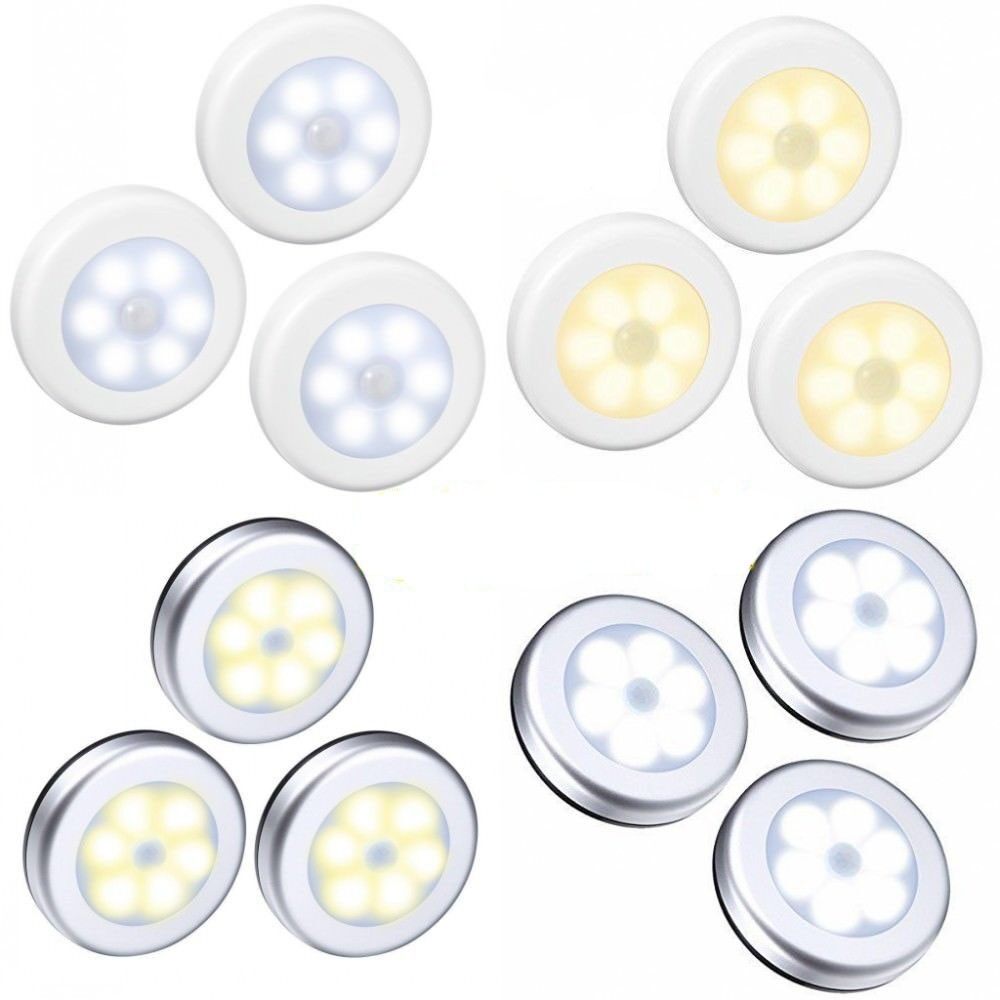 6 Đèn LED Không Dây Cảm Biến Kích Hoạt Chuyển Động Đèn Tường Cảm Biến Chuyển Động PIR Trong Nhà Tủ Đồ Tự Động Bật/Tắt