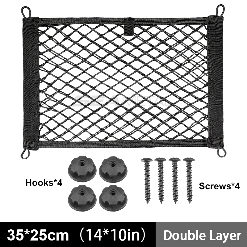 SEAMETAL Car Trunk Organizer Elastic Car Mesh Net Bag Pocket Universal Cargo Luggage Storage Bag with Hooks