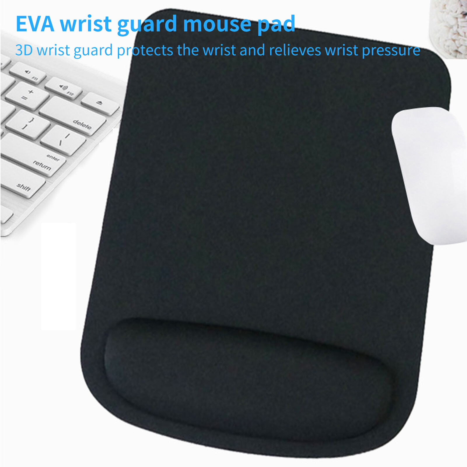 Mouse Pad Cushion with Wrist Rest Slow Rebound Square Ergonomic Mouse Mat for PC PC Mouse Pad