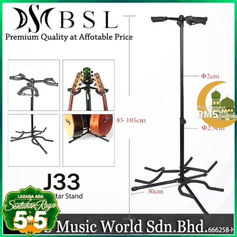 BSL J33 Triple Guitar Stand for Multi Guitar like Bass Electric Acoustic Classical Folk Ukulele Guitar Malaysia