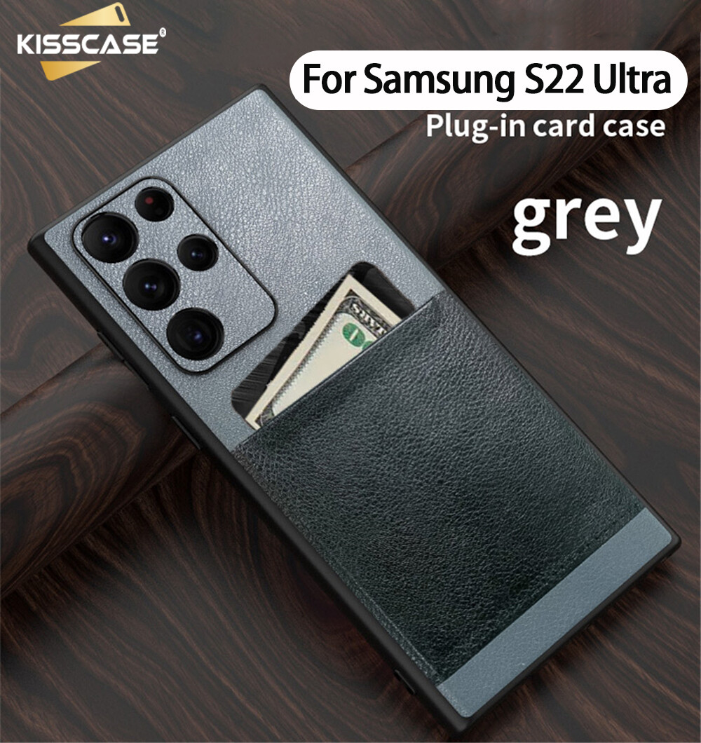 KISSCASE For Samsung S22 Ultra Case With Card Slot Luxury Leather Ultra-thin Cover Camera Protection Shockproof Phone Case For Samsung Galaxy S22 Ultra Plus 5G