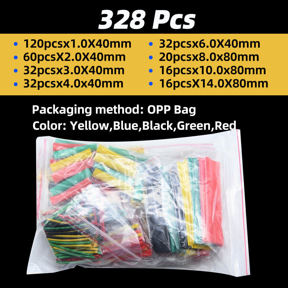FONKEN Heat Shrink Sleeving Tube Tube Assortment Kit Electrical Connection Electrical Wire Wrap Cable Waterproof Shrinkage 2:1 127/164/328 Pcs