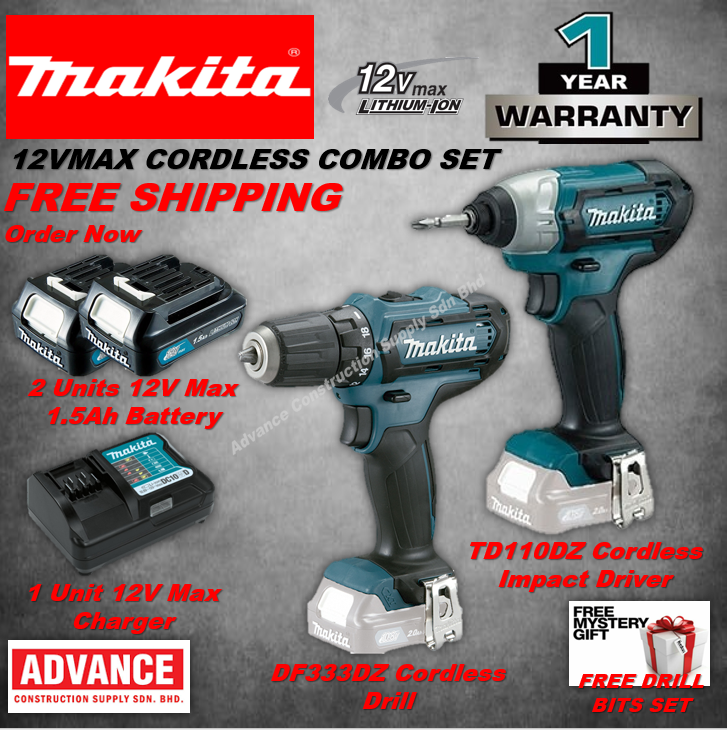MAKITA Power Tools DF333DWYE 12Vmax Cordless Driver Drill & TD110DZ