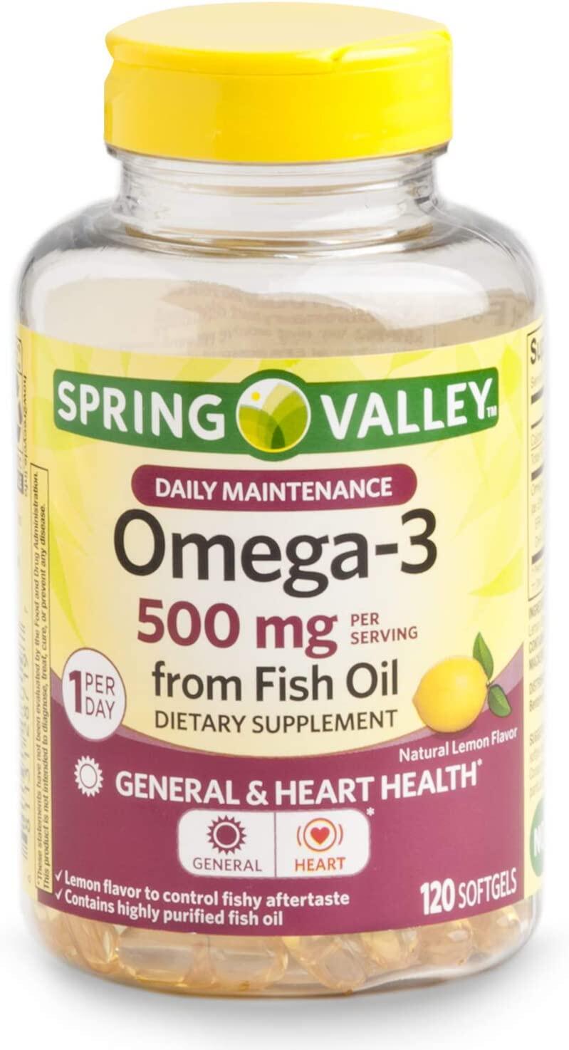 Spring Valley Omega3 500 mg from Fish Oil, Heart Health, Lemon,120