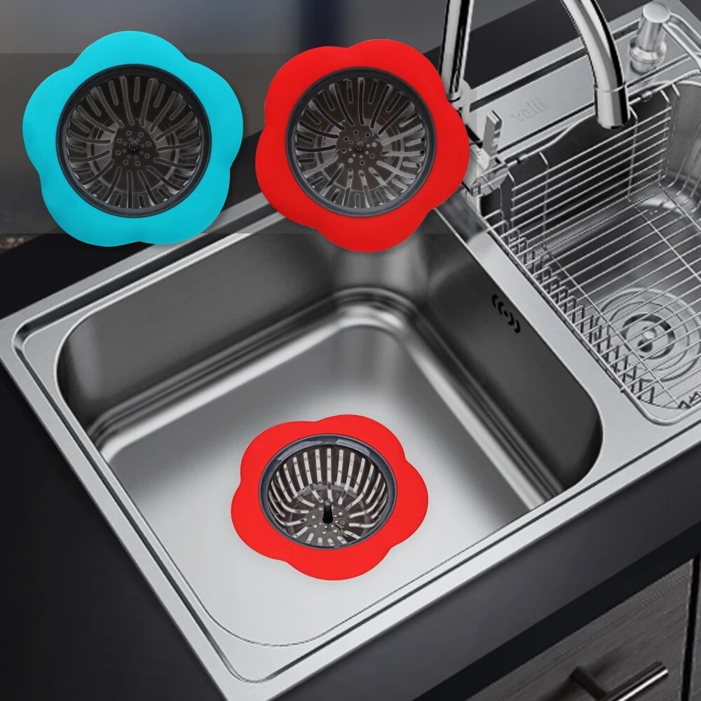 Flower-shaped plastic kitchen sink filter, shower sink drain pipe filter cover, kitchen accessories