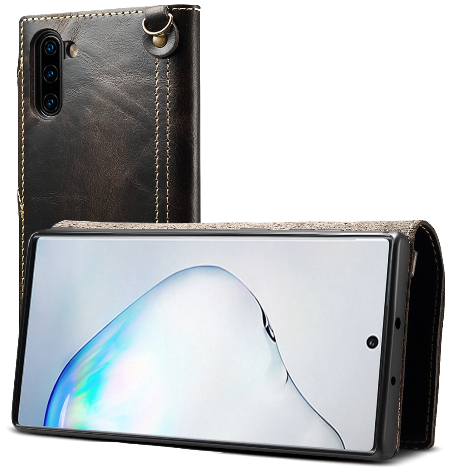 Genuine Leather Wallet Cover for Samsung Galaxy Note 8 9 10 20 Real Leather Case Galaxy Note10+ Note10 Plus Note20 Ultra with Pocket Hand Strap