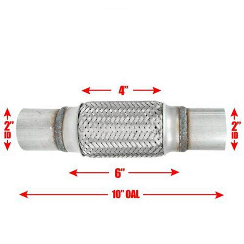 Exhaust Flex Pipe Stainless Steel Double Braid 2/" x 6/" w// Ends 8/" OAL