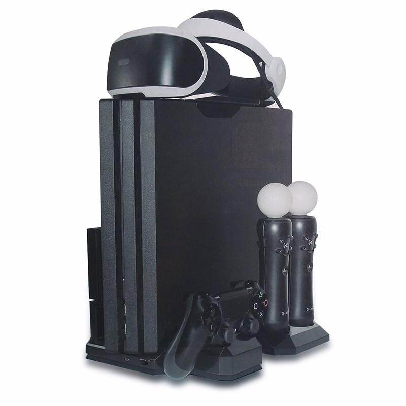 GS Ps4 Multifungsi Dukungan Vertikal Konsol Ps4 Pro/Ps4 Slim/Ps4 PS Bergerak Ps4 Controller Loader Stasiun VR pegangan Cincin