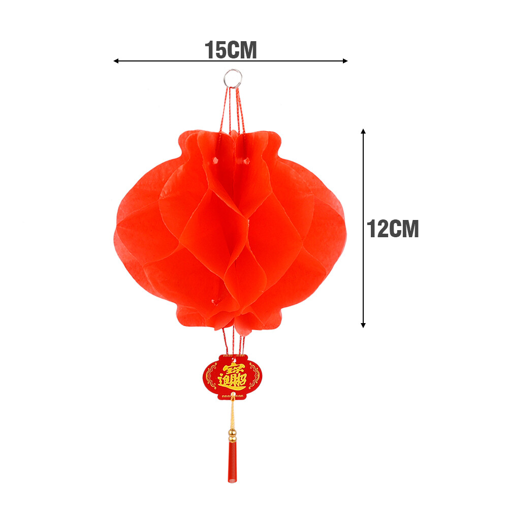 DIY New Year Honeycomb Red Lantern Waterproof Decoration Lantern for Chinese Traditional Lantern Spring Festival Hanging Ornament