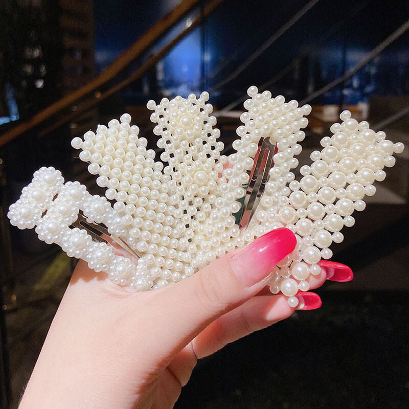 Bow Hair Clip with Pearls