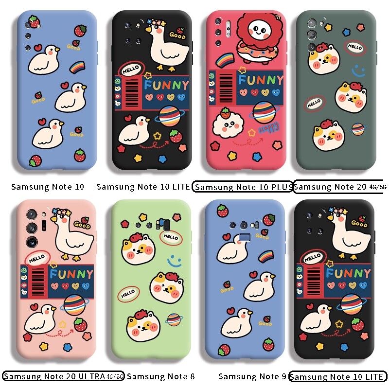 For Samsung galaxy Note 10 Note 10 LITE Note 10 PLUS Note 20 Note 20 ULTRA Note 8 Note 9 Case with funny cartoon duck shockproof soft thin Back Cover Liquid Silicone Pattern Camera Full Lens protector cases phone casing