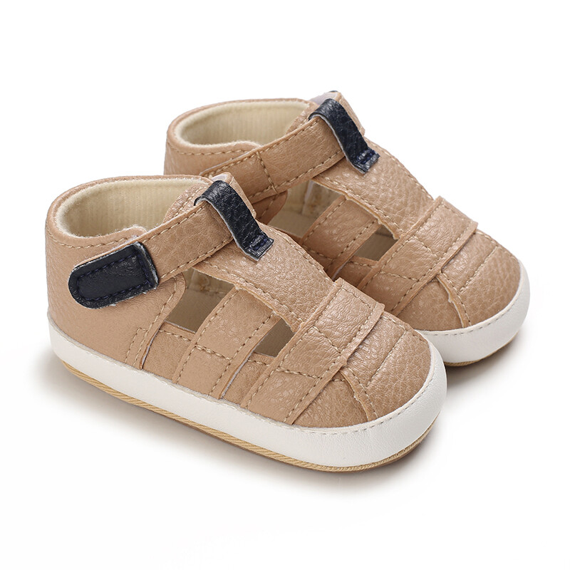 Mùa hè bé Xăng đan PU giày sơ sinh đế cao su Xăng đan thoáng khí giản dị Giày Velcro nam trẻ sơ sinh nữ trẻ sơ sinh Giày đi bộ