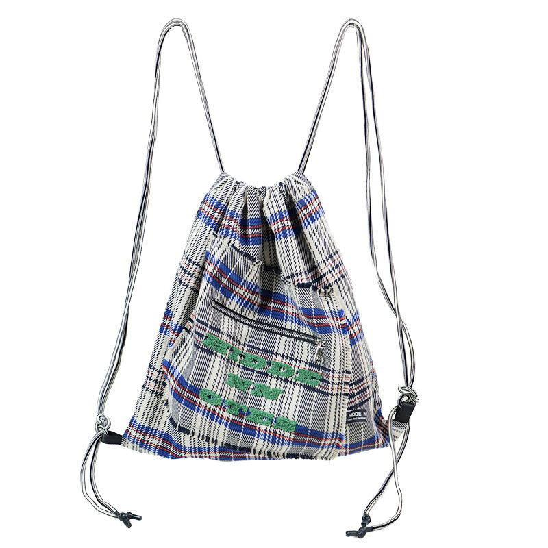 ELACCENT preppy plaid drawstring backpack 2 colours Messenger hobo bag