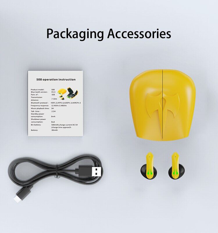 Bluetooth Earphone Wireless Headphones Gaming Headset With Flashlight Touch Control Earbuds Outdoor Low Delay For Game