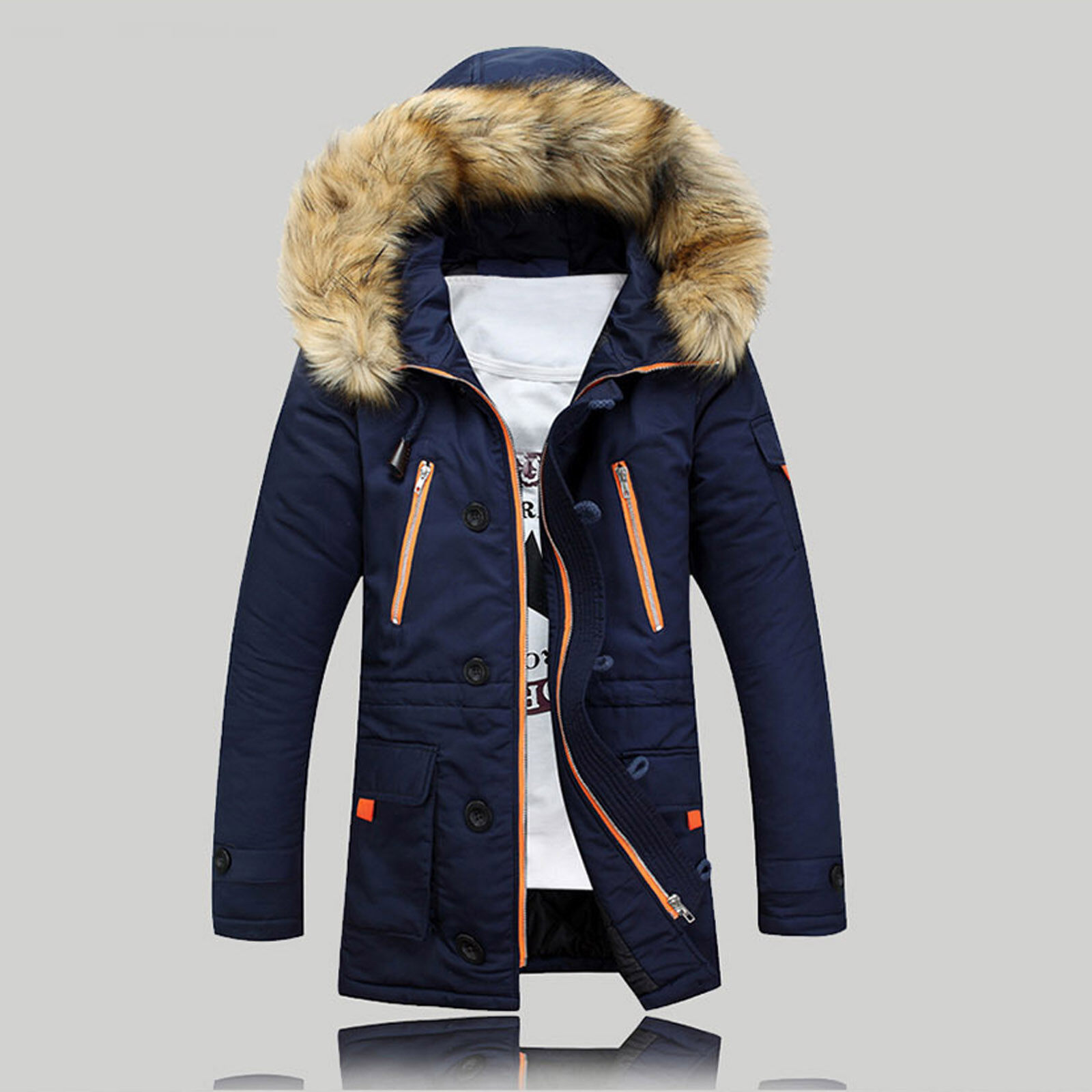 Unisex ผู้หญิงผู้ชายกลางแจ้ง Fieece ฤดูหนาวอบอุ่นหนายาว Zipper Hood Coat Jacket