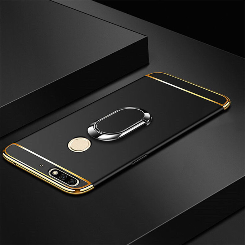 Lanlin for huawei y6 prime 2019 huawei y6 prime 2018 phone case luxury 3 in 1 matte ultra thin anti-scratch shockproof electroplated frame hard pc back cover for huawei y6 prime 2019 case with ring stand holder