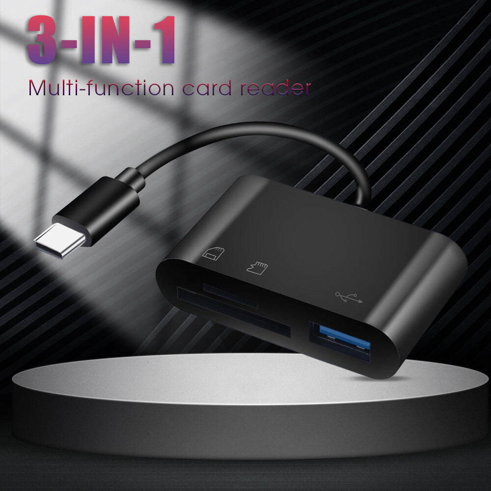 3 trong 1 đầu đọc thẻ Type-C Bộ chuyển đổi OTG USB Mini SD/Đầu đọc thẻ TF Đầu Đọc Thẻ cho Iphone Android Loại C Cáp truyền dữ liệu bền