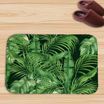 Hand Painted Watercolor Palm Tree Leaves Doormat Welcome Door Mat