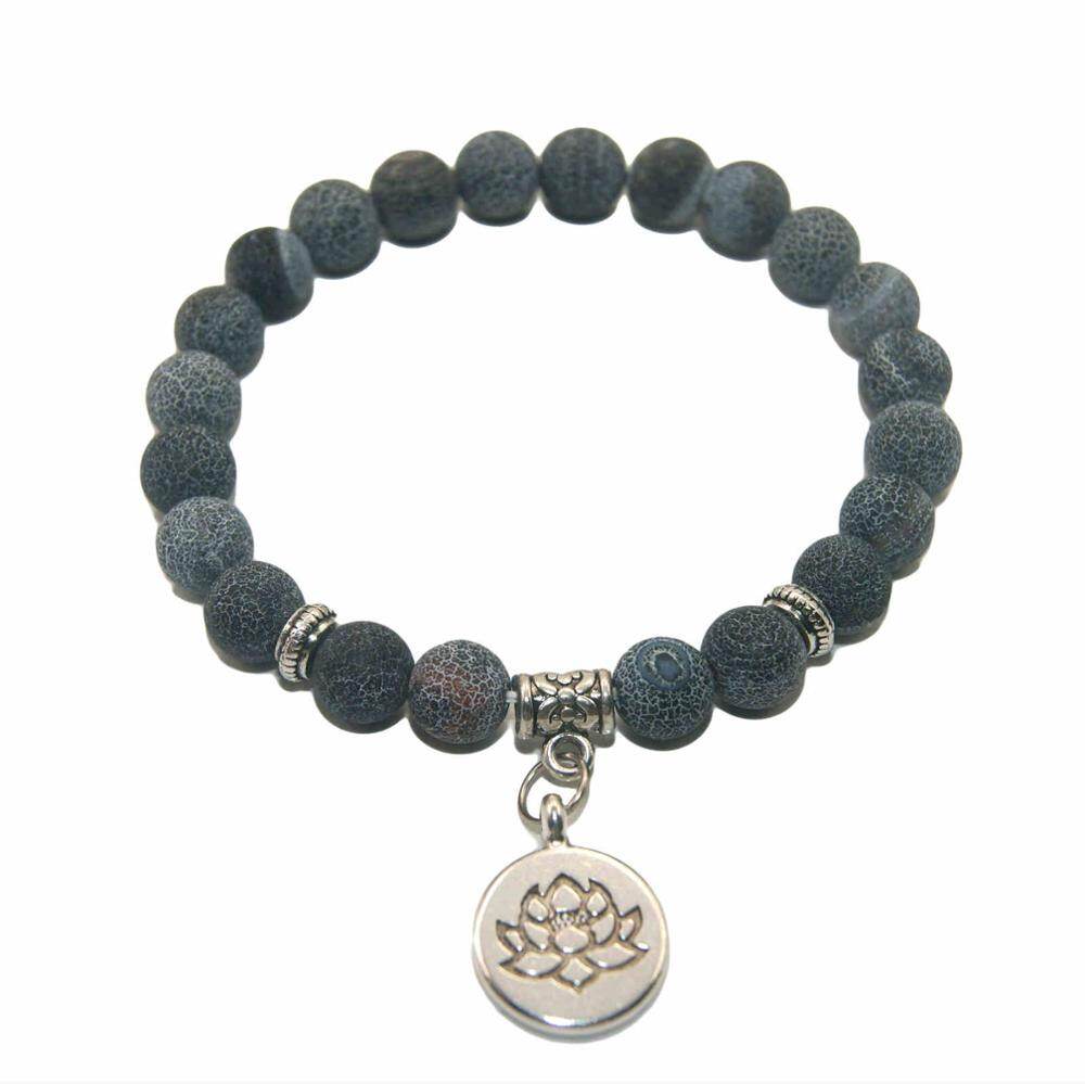 Natural Stone Lotus Buddha Beads Amethysts Agates Lapis Lazuli Tiger Eye Turquoises Bracelet For Women Men Yoga Bracelet Femme
