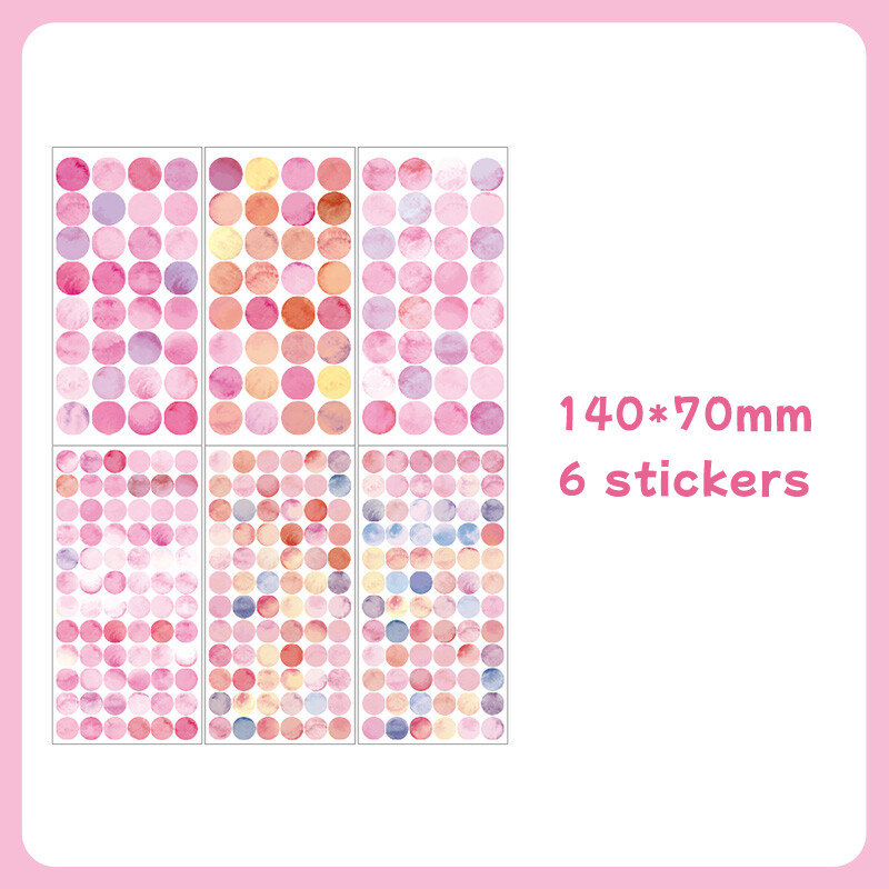 6 Sheets Morandi Color Monet Garden Series Round Dot Stickers Classical Decorative DIY Polka Dot Stickers