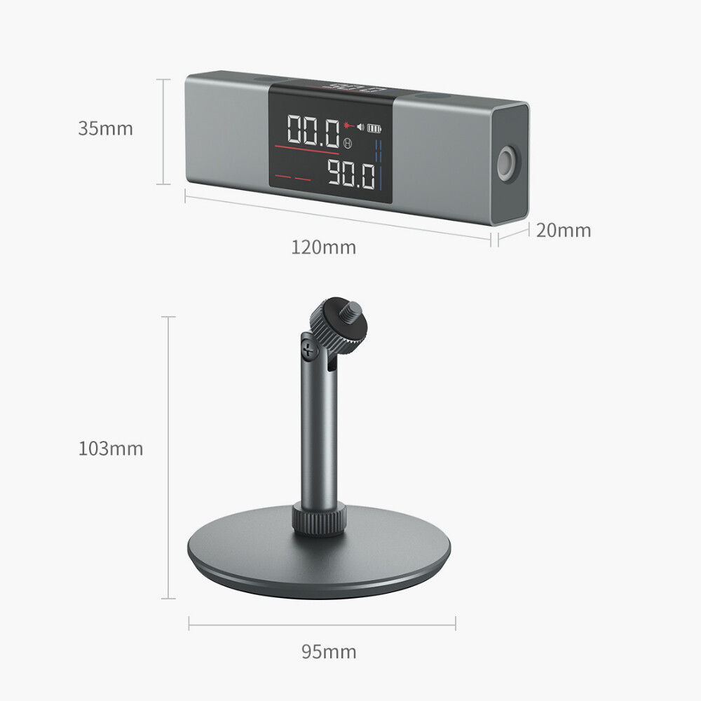 Smart Sensor AtuMan DUKA LI1 Digital Angle Finder Laser Protractor Rechargeable Level and Bevel Gauge Inclinometer 360° Cast/Dual LED Screen/Unilateral Laser Line