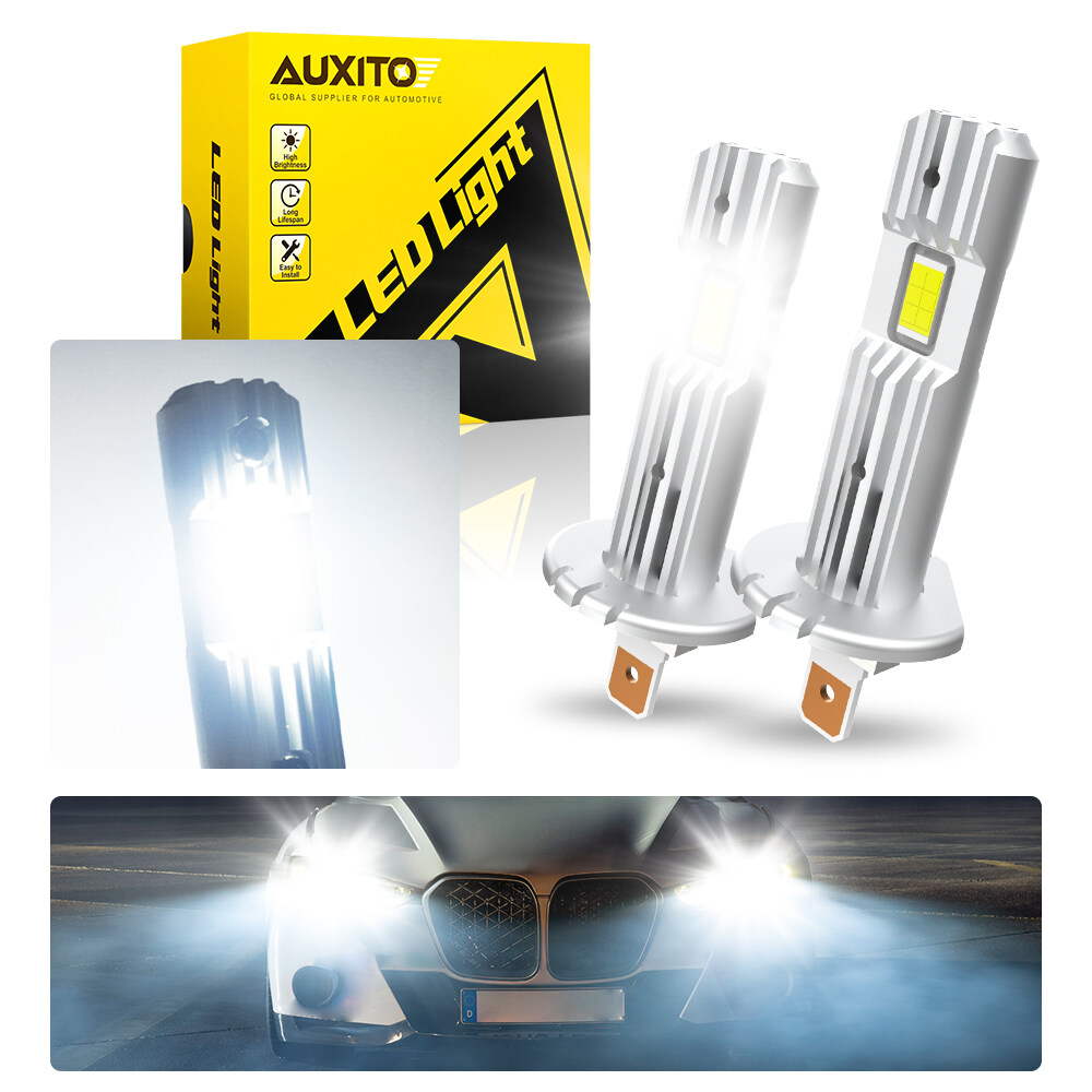 AUXITO 2Pcs Canbus LED Light Bulb H1 LED Headlight Mini Size Design  Wireless Fanless For Car LED Lamp CSP Chips 12000LM White