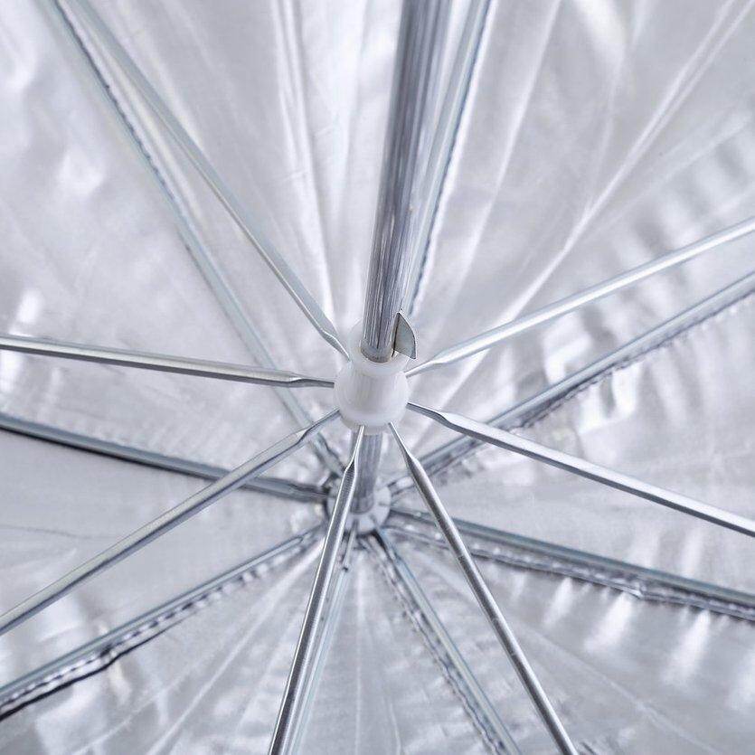OH 83cm Studio Flash Light Grained Black Silver Umbrella Reflective Reflector