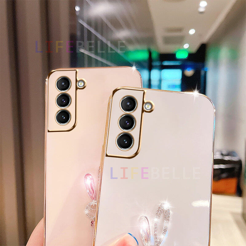 LIFEBELLE Ốp Lưng Cho Samsung Galaxy S23 S23 Ultra S22 S21 FE S20 S10 S9 + S8, Ốp Lưng Sang Trọng Đính Đá Dễ Thương 3D Cô Nàng Thỏ Mạ Mềm Vỏ Điện Thoại Silicone Chống Sốc Vỏ Lưng Bảo Vệ