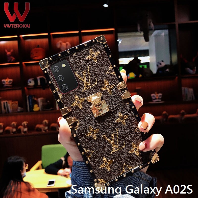 For Samsung A02S A21S A50S A50 A30S A20S A51 A72 M31 A52 A52S A10 M10 A20 A30 A03S A22 A13 A33 A53 A73 A31 A04S A04E Fashion Luxury Retro PU Leather Lattice Phone Case Square Frame Back Cover