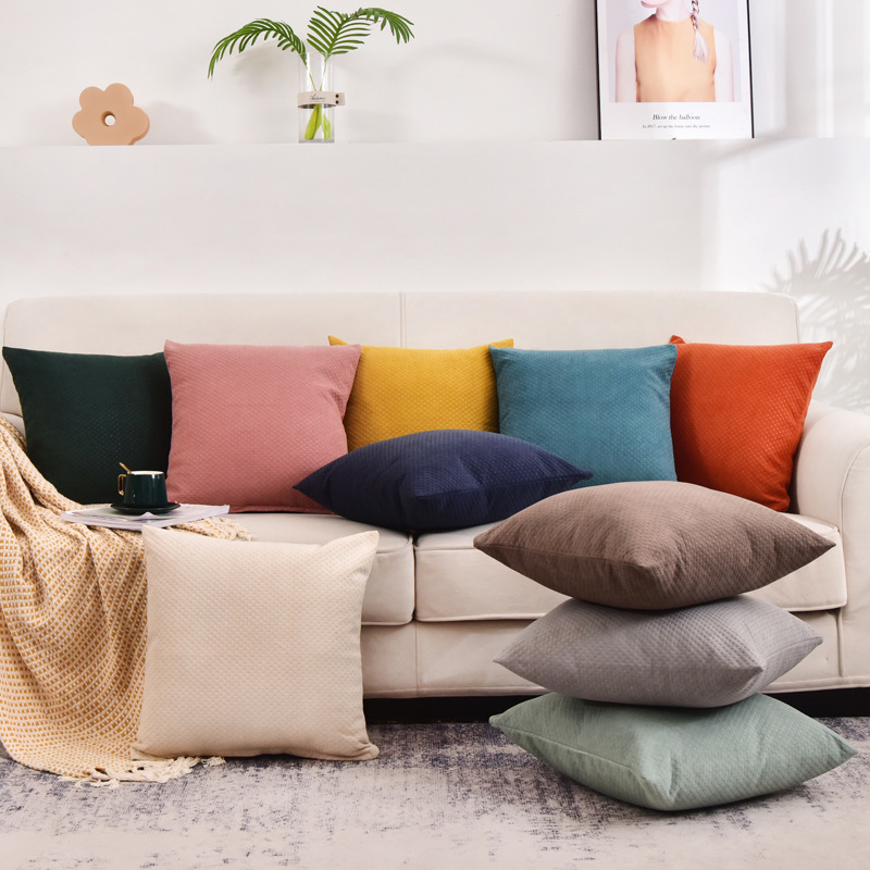 Modern Nordic Cushion Cover Flannel Pillowcase Solid Color Pillow Case Cojines Decor Sofa Throw Pillows Room Pillow Cover Decorative 45x45cm