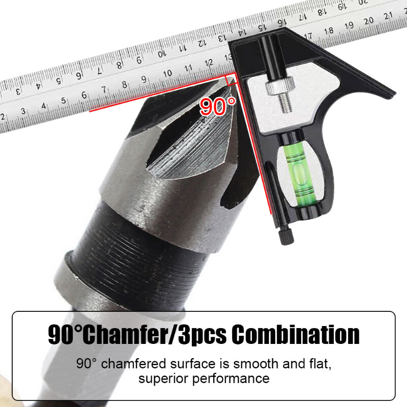 3PCS 12/16/19mm 5Flute Hex Countersink Boring Drill Bit Set for Wood Metal Quick Change Drill Bit Tool Chamfer Drilling Tools