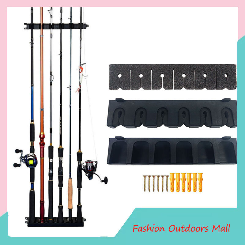 Wall Mounted Fishing Rod Rack Scratch-proof Fishing Pole Holder Bracket Storage Tool With Accessories