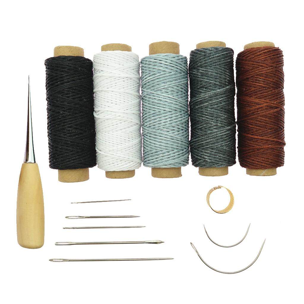 14pcs Leather Craft Tool Waxed Thread Cord Sewing Needles Shoe Repair Kit Set
