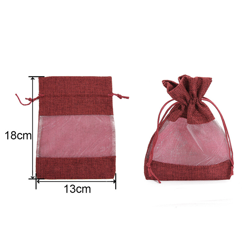 Pouch Drawstring Burlap Christmas Window Jewelry Drawstring Gift Linen Bundle Pocket Jute Sack Candy Gift Storage Food Bag