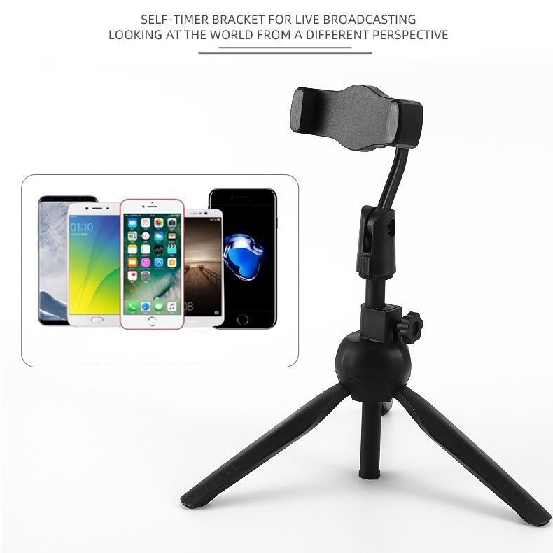 Multifunctional Portable 360-degree Rotating Extendable Tripod Mobile Phone Holder Home Desktop Live Broadcast Camera Cellphone Stand