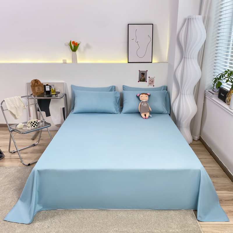 1 Chiếc Ga Trải Giường Màu Trơn 100% Cotton Cho Người Lớn Trẻ Em Ga Trải Giường Đơn Giường Đôi Phẳng (Không Có Vỏ Gối)