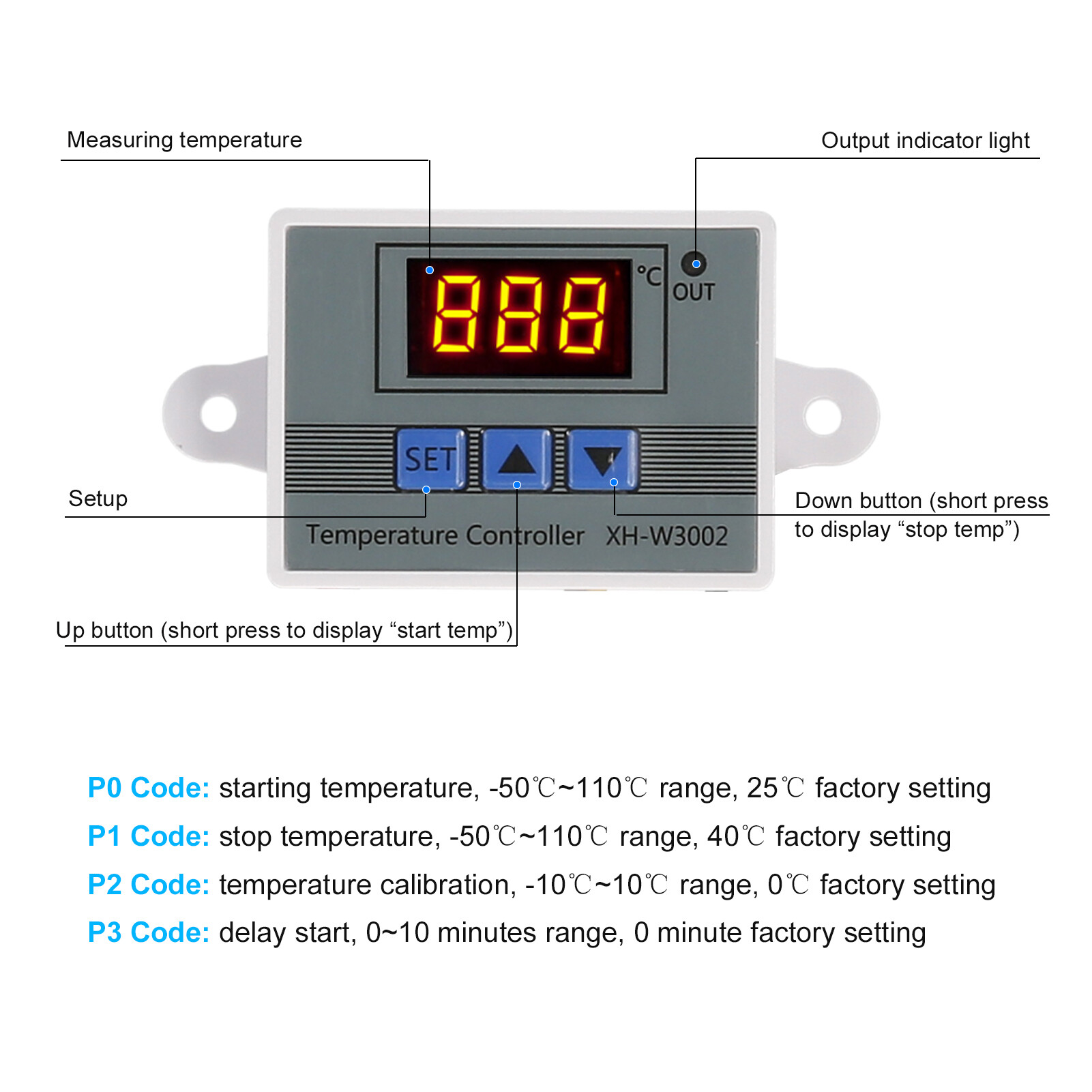 Điện Tử Điều Khiển Nhiệt Độ, Mô-đun Điều Nhiệt Màn Hình LED Công Tắc Mô-đun Điều Khiển Nhiệt Độ Với Đầu Dò NTC Không Thấm Nước- 50 ~ 110 ° C Cho XH-3001 12V 120 W / XH-3001 110 ~ 220V 1500W / XH-3002 12V 120 W / XH-3002 24V 240W / XH-3002 110 ~ 220V 1500W