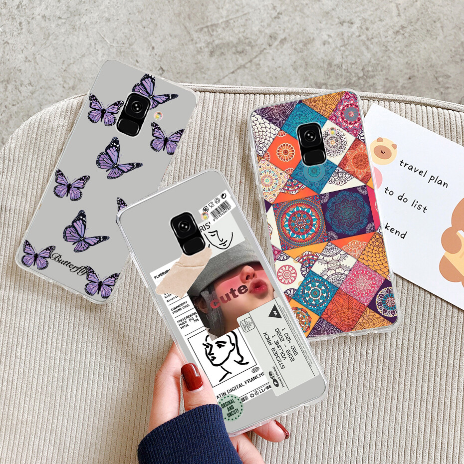 Case For Samsung Galaxy A8+ 2018 / A8 Plus 2018 / A730 Soft Silicone Clear TPU Phone Case Cute Painted Casing Back Cover