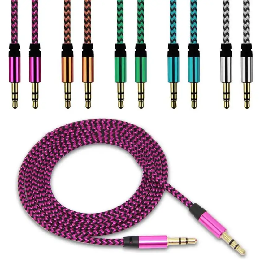 Jack Cáp nối dài dây loa 2 đầu dương 3.5mm , dây dù màu ngẫu nhiên dài 1M/3M