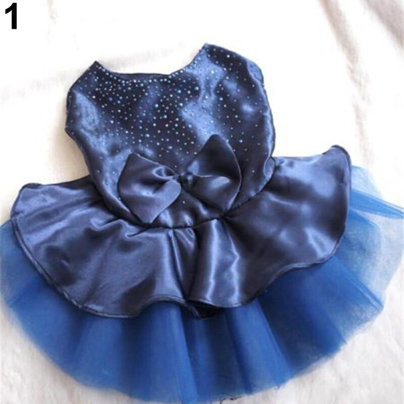 Huanhuang®Chó Cái Trang Phục Dự Tiệc Vải Giả Lụa Bowknot Sequined Công Chúa Váy Xòe