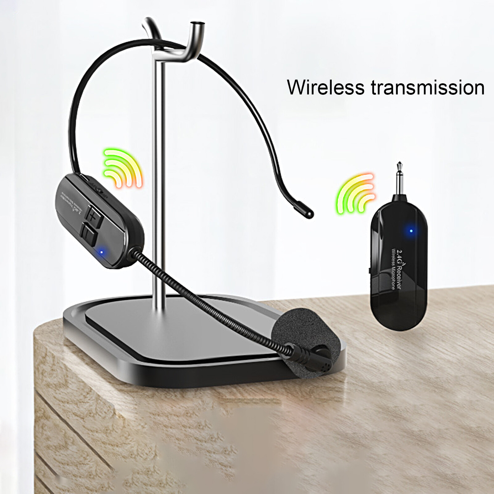 1 set intelligent high-fidelity headset microphone noise canceling 2.4g plug play wireless microphone for voice amplifier high wireless mic