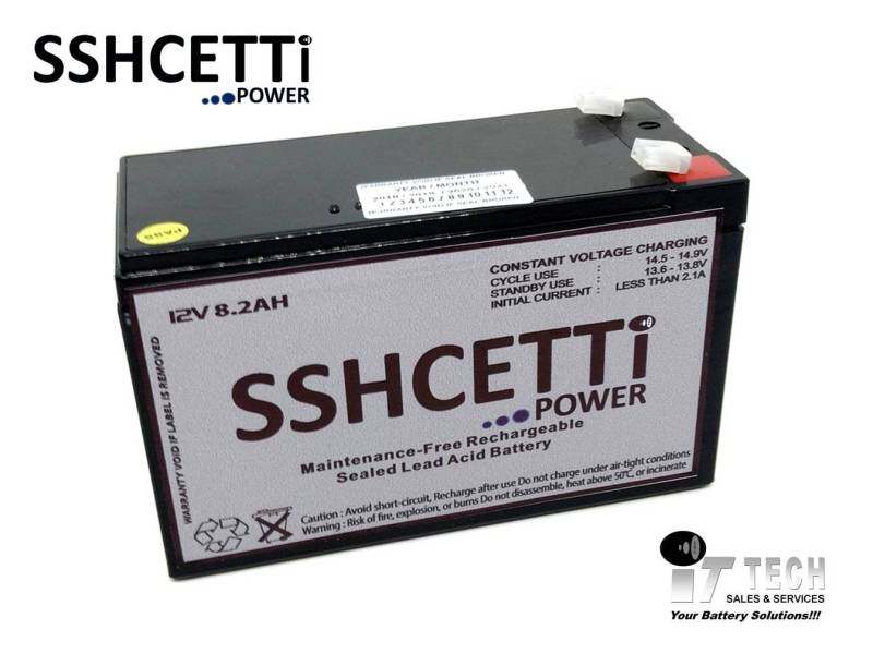 SSHCETTI 12V 8.2AH PREMIUM Rechargeable Sealed Lead Acid Battery For prolink battery compatible and also Electric Scooter/ Toys car / Bike /Solar /Alarm /Autogate Malaysia