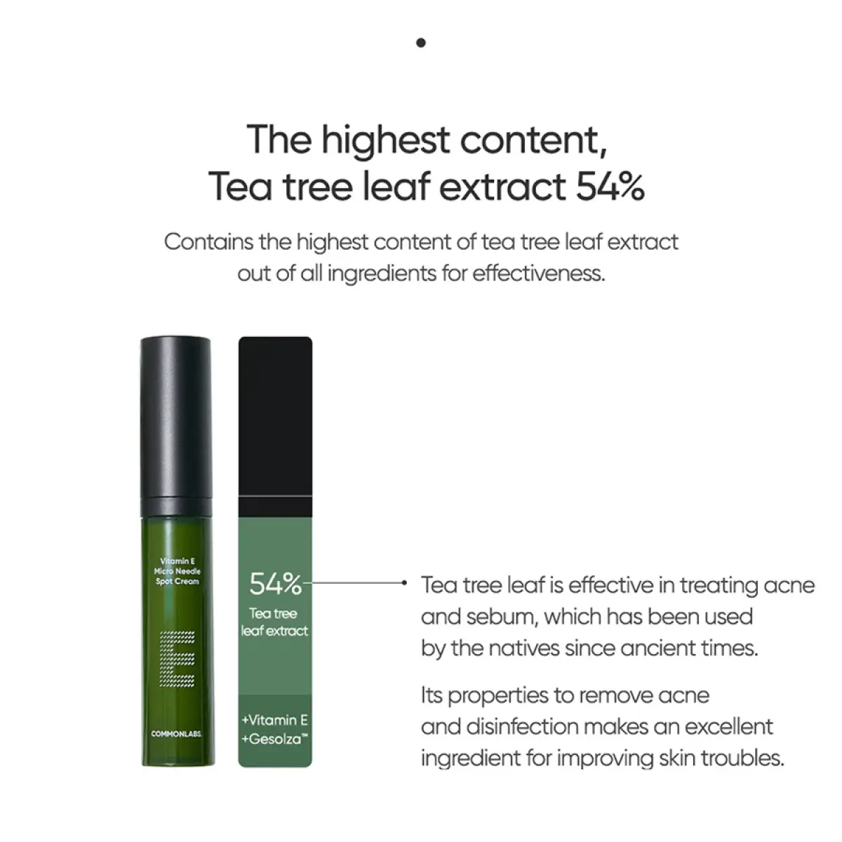 commonlabs vitamin e microneedle spot cream has tea tree leaf extract