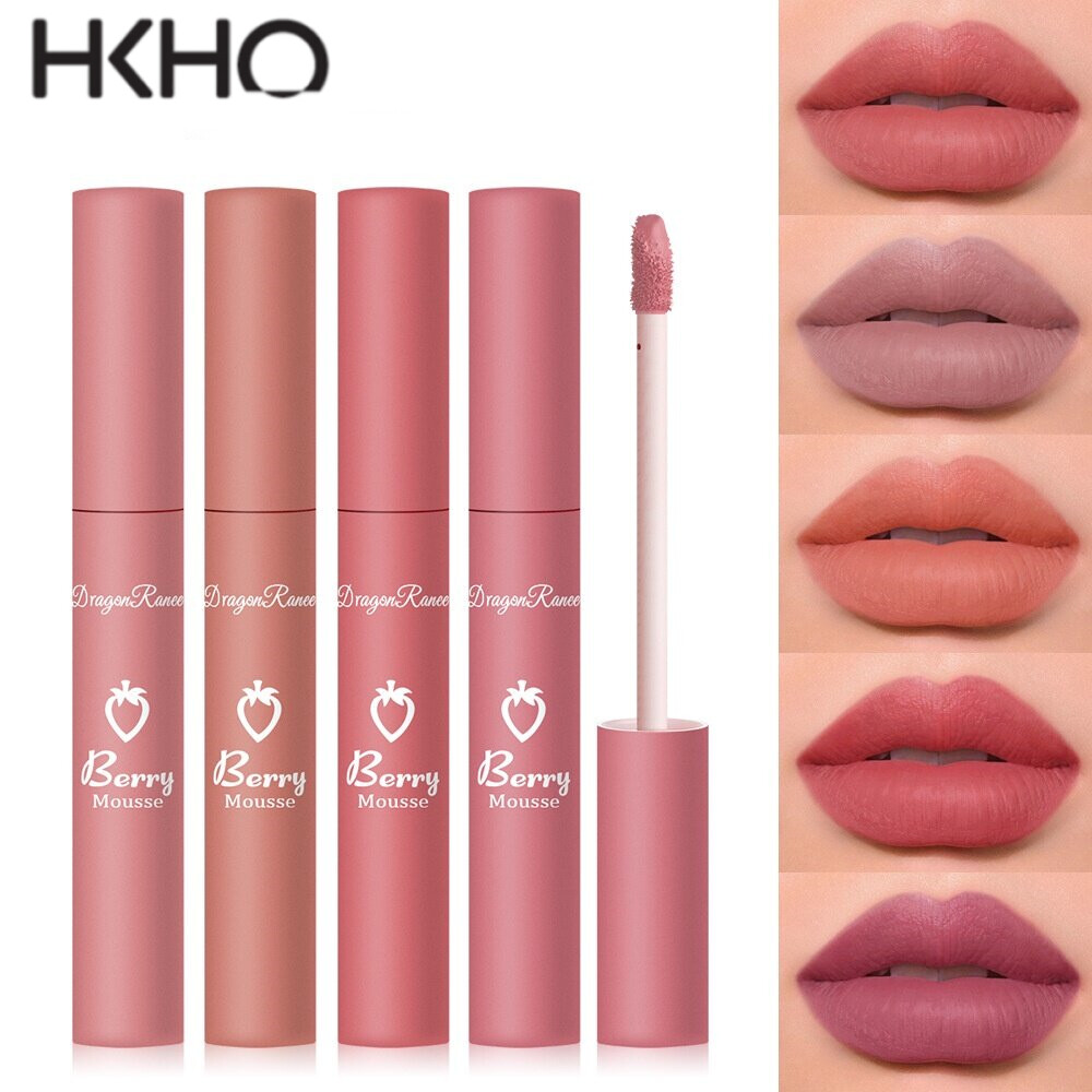HKHO Strawberry Matte Velvet Long Lasting Waterproof Lip Glaze Lipstick