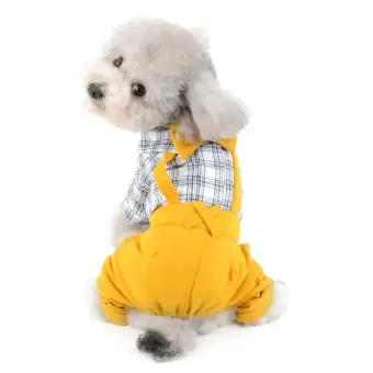 Pet Plaid Shirt Jumpsuit For Small Dogs Bowtie Cotton Shirt