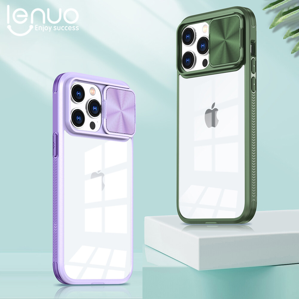 Lenuo Mirror Cover Push Window Phone Case for iPhone 14 Pro Max 14