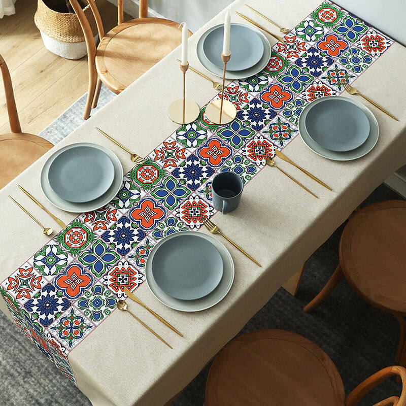 Lovehome Exquisite Print PVC Tablecloth 2 4 6 8-Seater Rectangular Dining Table Cloth Waterproof Hotproof Table Cover