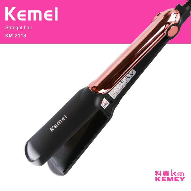 Kemei km-2113 máy ép tóc gốm chuyên nghiệp máy ép tóc kim loại ép máy uốn xoăn tóc hội đồng quản trị sóng ion âm curler