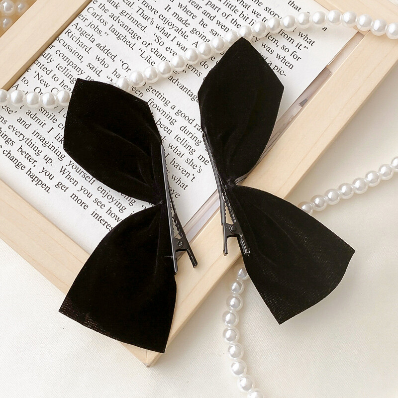 [ACC]Korean Bow Hairpin Simple Pure Color Cute Hair Accessories Headdress Women